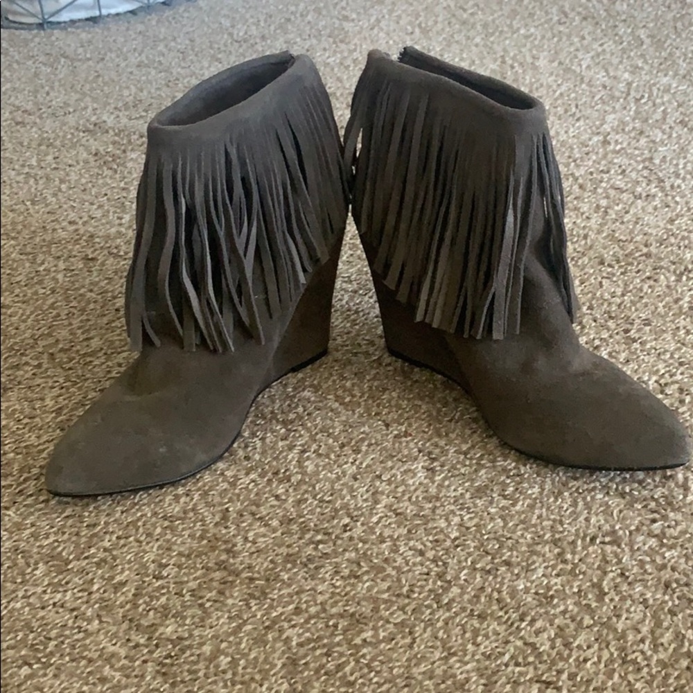 Chinese Laundry Grey Fringe booties